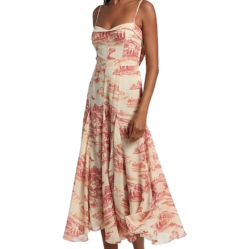 NWT Reformation Fredo Watercolor Toile Midi Dress Dolce Vita Color Size 8 Boho!